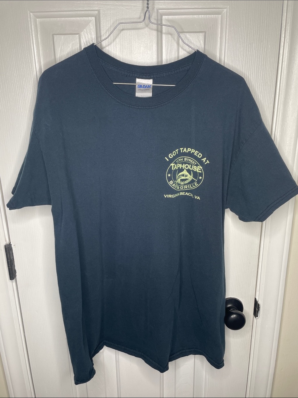 Gildan Navy Short-Sleeve Tee with Yellow Taphouse Chest Logo